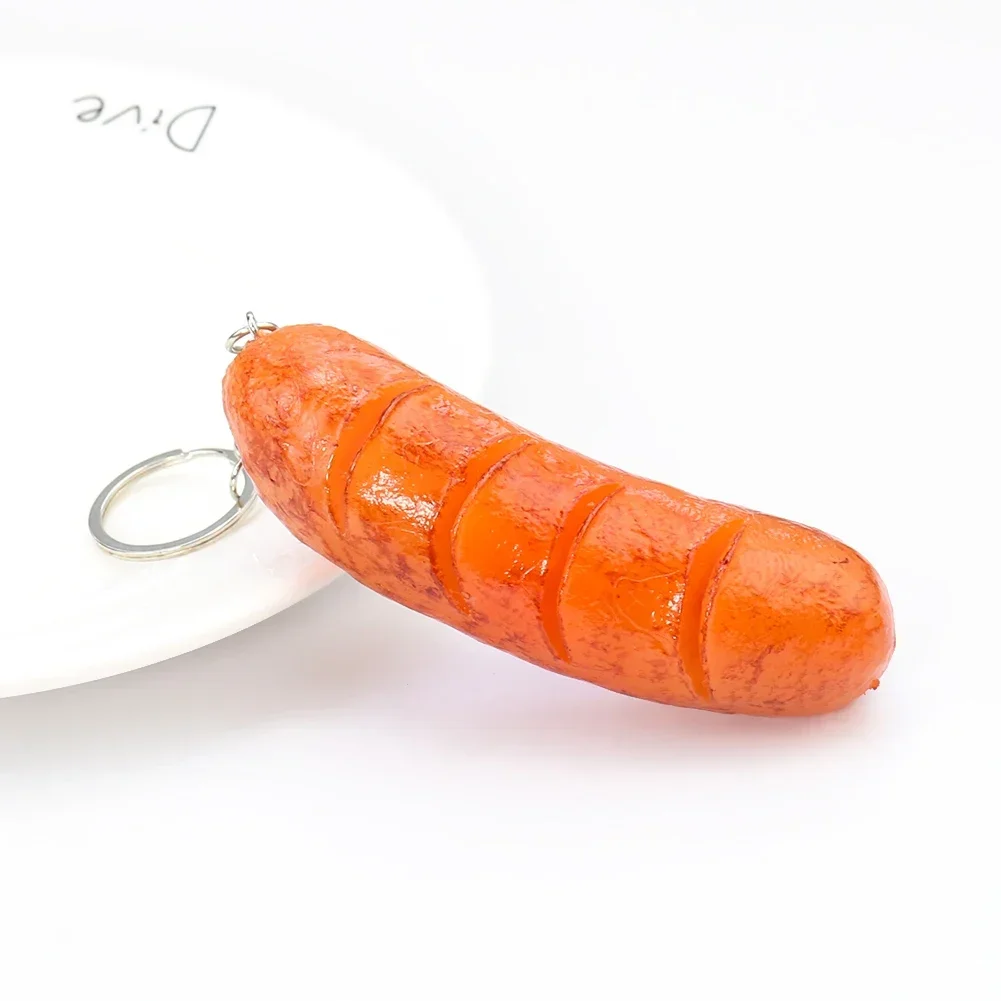 Simulation Sausage Hot Dog Small Model Key Chain Pvc Simulation Food Barbecue Ingredients Shooting Photo Decorative Props Charms