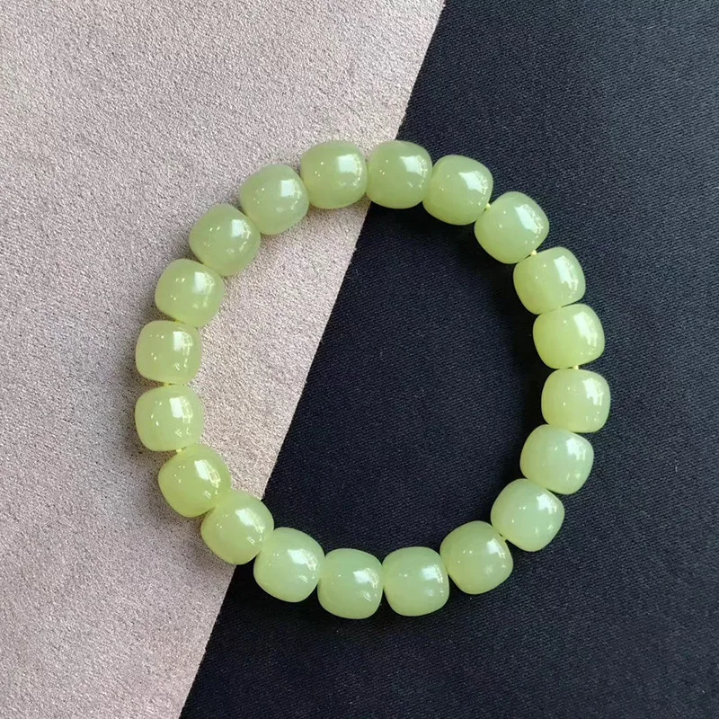 

Hetian Mouth Material Unisex Bracelet Yellow Jade Old Shape Beads
