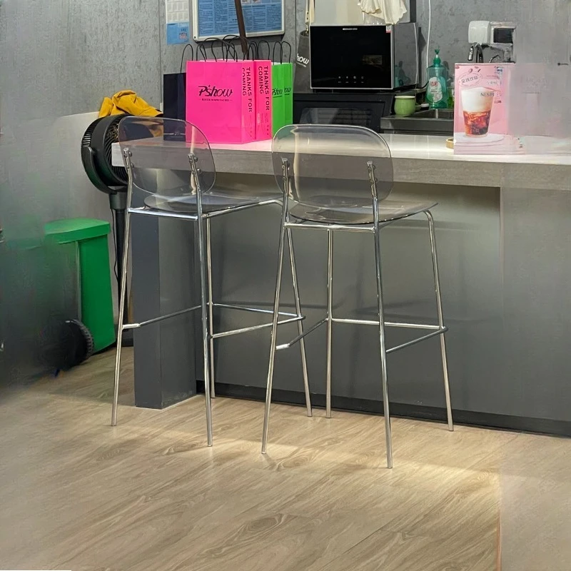 Designer Bar Chair American Kitchen Backrest Outdoor Modern Bar Chair Silver Metal Ergonomic Taburete De Bar Nordic Furniture