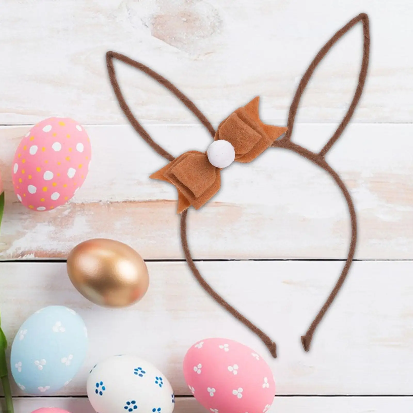 Diadema con Orejas de conejo de peluche para niños, Diadema con lazo, tocado de dibujos animados, accesorios de disfraz para fiesta de cumpleaños, Pascua y Halloween