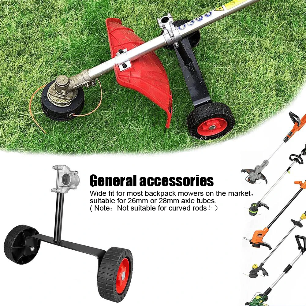 

26mm-28mm Lawn Mower Support Wheel Adjustable Weed Trimmer Auxiliary Wheels Portable String Trimmer Wheel Mower Attachment