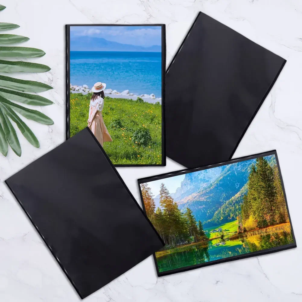 10/15Pcs Magnetic Picture Frame Refrigerator Magnets with White/Black Border Postcard Holder Reusable for Home School Office