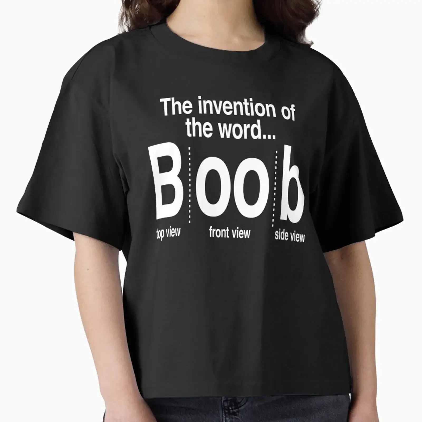 The Invention of Word Boob Boxy T Shirt vintage Washed Breathable streetwear Stylish Versatile Casual Slightly Stretched