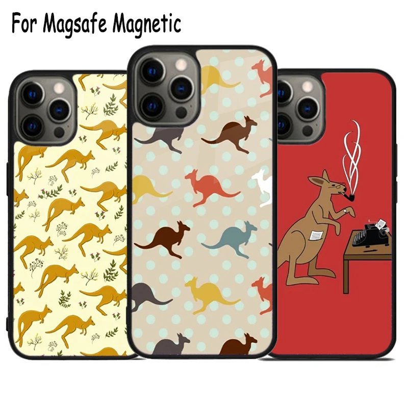 Cute Kangaroo Wireless Charge Magsafe Phone Case For iPhone 15 16 14 13 11 12 Pro Max Plus Magnetic Bumper Cover