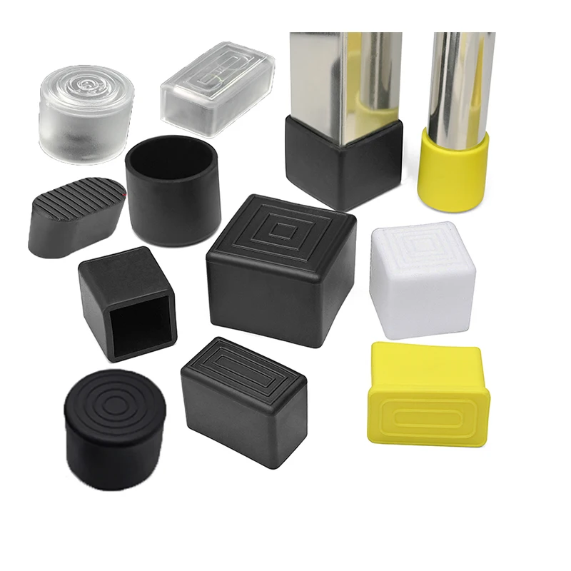 Chair Leg Caps 6-120mm Square/Rectangle/Round - Non-Slip Rubber Table Feet, Furniture Tube End Covers - Black/White