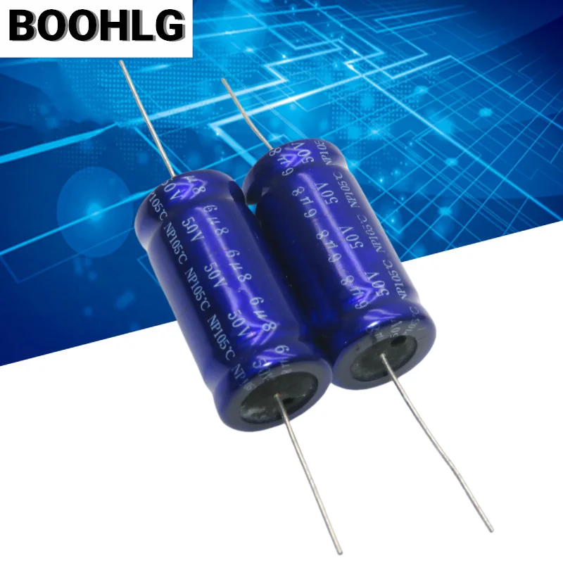 

5PCS audio frequency division horizontal axial NP non-polar aluminum electrolytic capacitor 50v 6.8uf 16X33mm