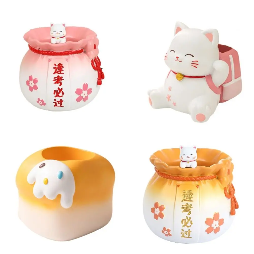 Delicate Maneki Neko Lucky Bag Pen Holder Toast Cute Desktop Storage Box Organizer Cat Pencil Container Office
