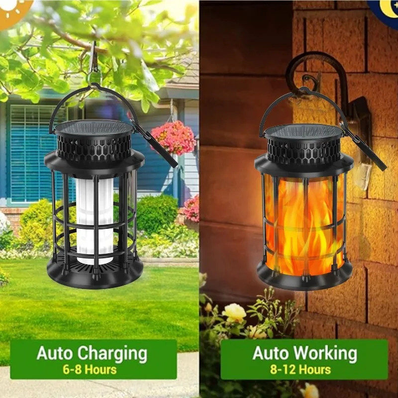 

24-Hour Delivery Auto On/Off Solar Flame Lanterns(2Pcs) Outdoor Garden Lawn Landscape Decorative Lights