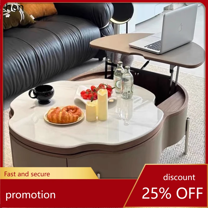 

HT coffee table living room microcrystalline stone lifting coffee table small apartment home creative high sense