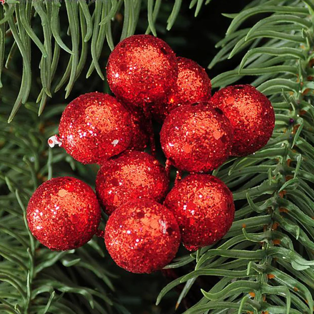 

10pcs 2Cm Mini Artificial Christmas Berries Shiny Lifelike Fake Decorative Fruit For Wedding Home Display Party
