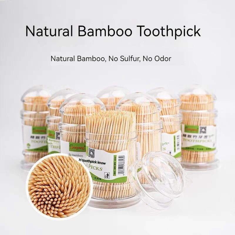 Bamboo Toothpicks Double Sided Toothpicks Wood teeth 250 Piece Sturdy Round Tooth Picks for Teeth Cleaning, Food, Crafts