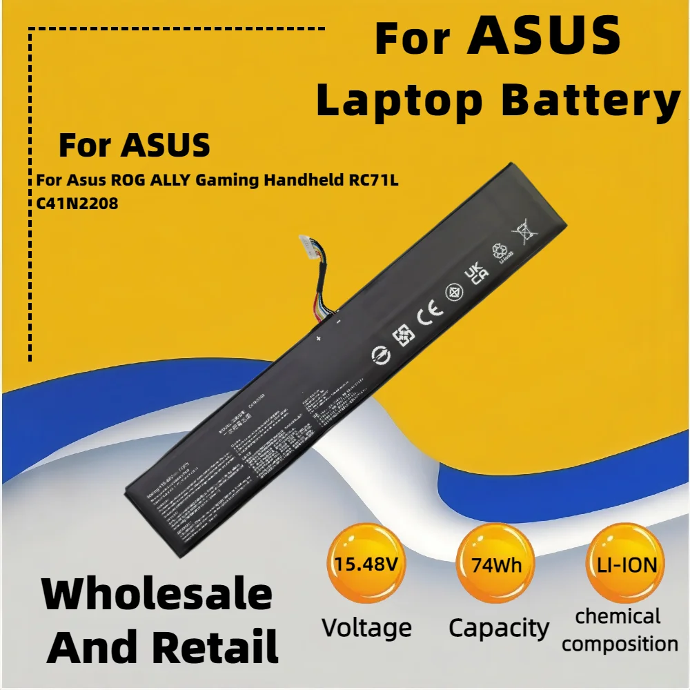 FRLESUI C41N2208 High Capacity of 74Wh 77.4Wh Battery For ASUS ROG ALLY Gaming Handheld series of RC71L/PC71L  Free all Tools