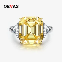 OEVAS 100% 925 Sterling Silver Sparkling 14*16mm Pink Yellow High Carbon Diamond Fine Jewelry Wedding Party Fine Jewelry Gifts