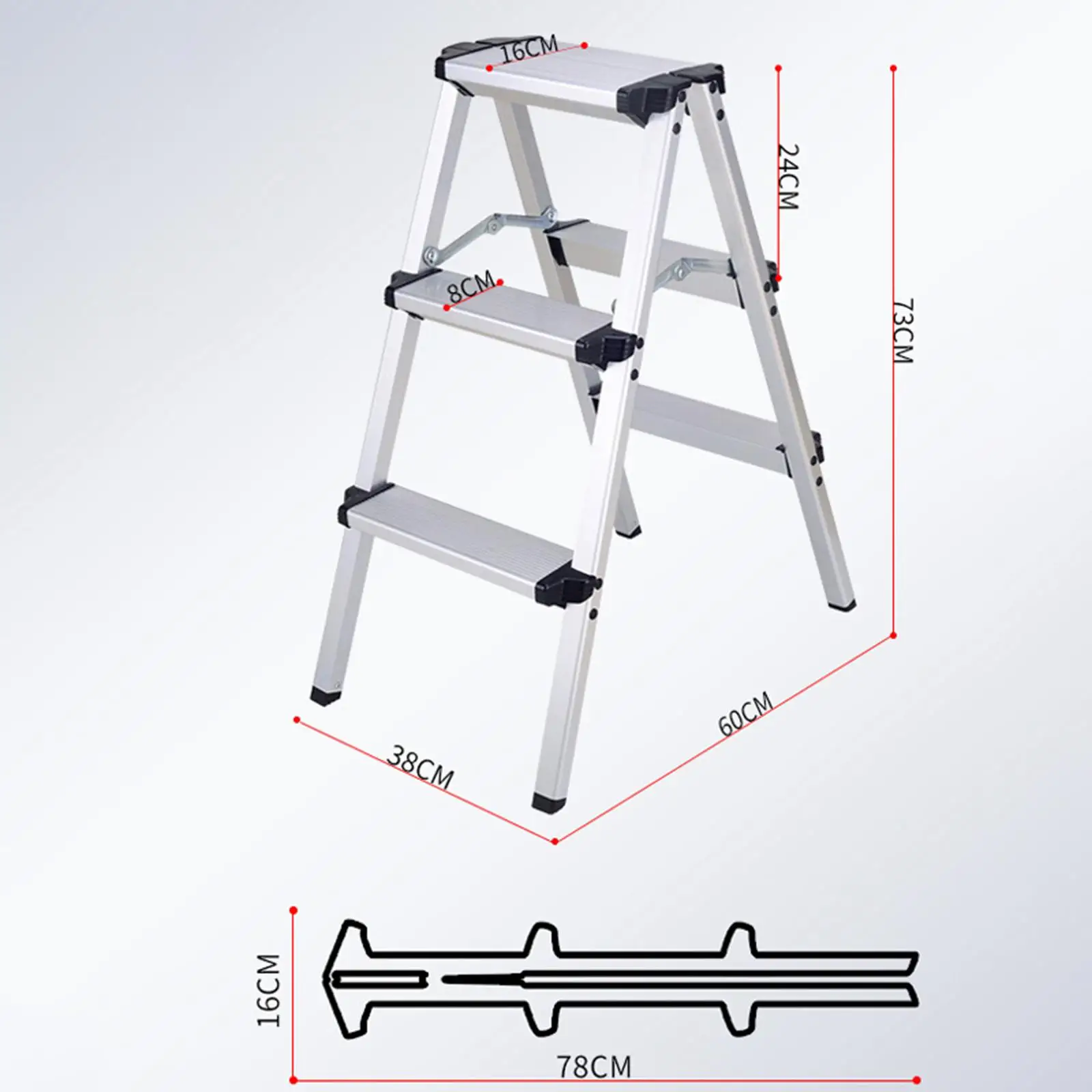 Imagem -06 - Herringbone Escadas para Household Working Storage Shelf Rack Step Stool