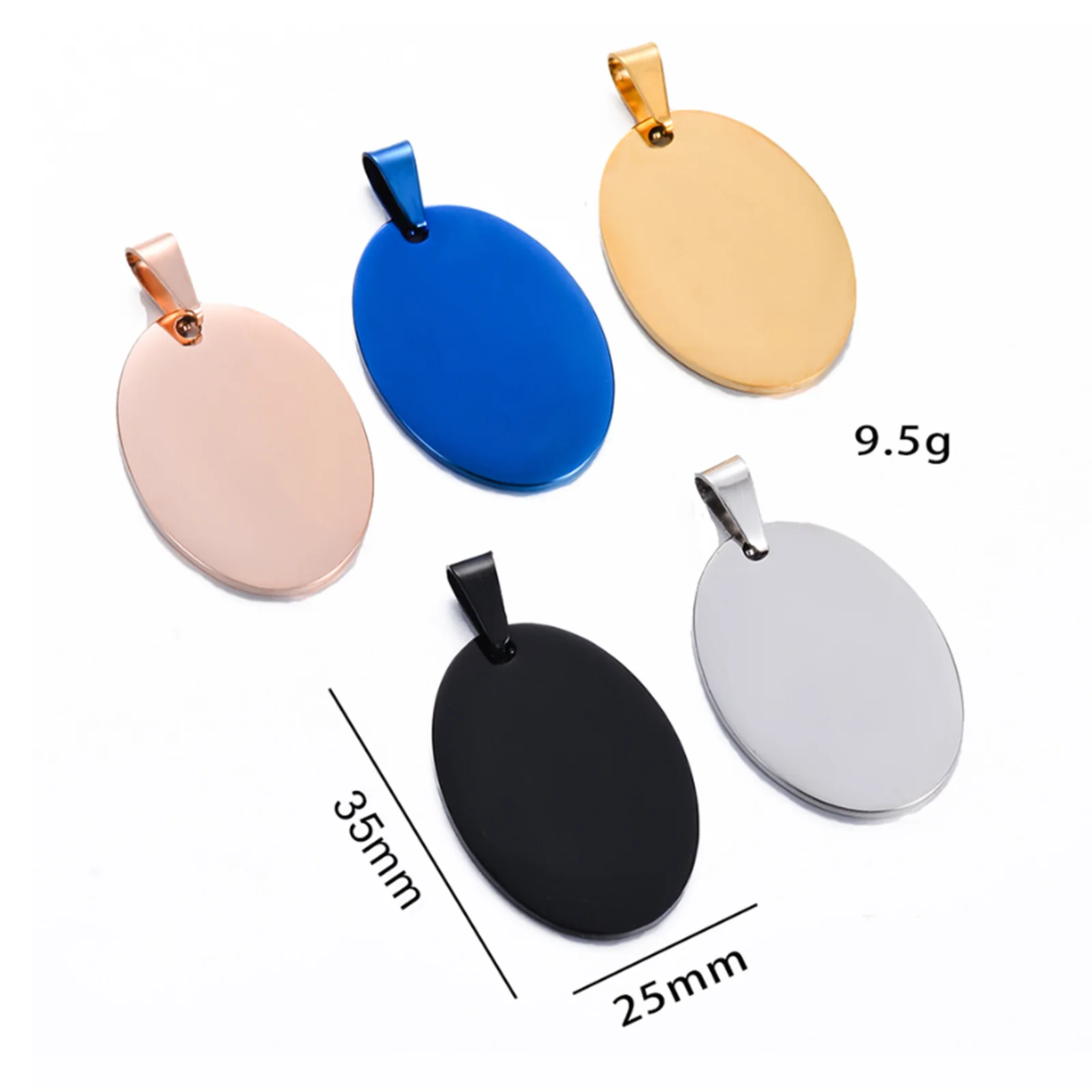 10pcs Wholesale 5 Colors Stainless Steel  Dog Tags Pendant  Oval Shape Necklace Jewelry  Pet ID Dog Tags Collars