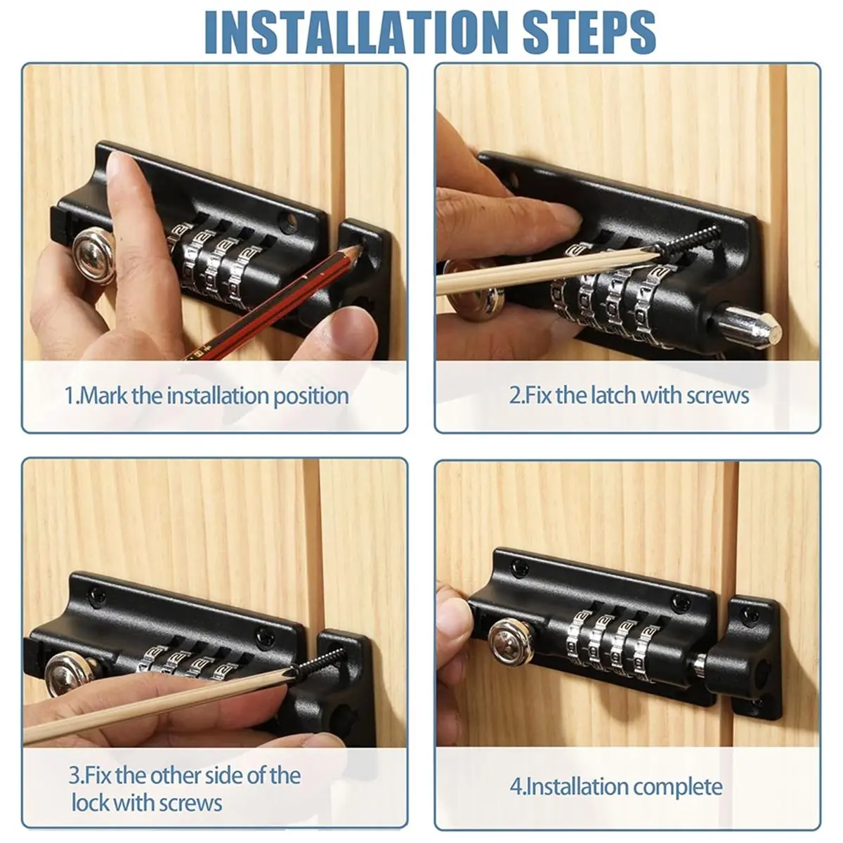 2026 New Password Lock Black Bolt Metal Door Anti-Theft Safety Combination Digit Padlock