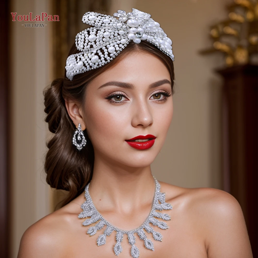 YouLaPan Wedding Hair Headband Bridal Luxury Pearl Crown for Bride Hair Accessories Woman Elegant Party And Wedding HP689