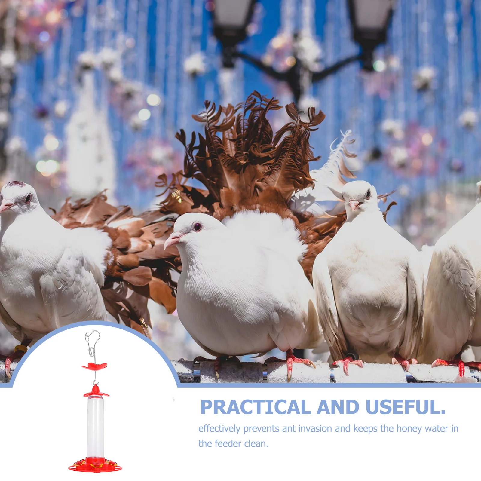 

Plastic Hummingbird Feeder Hanging Decorative Garden Outdoor Honey Water Dispenser Feeds Birds Attracts Ant Proof