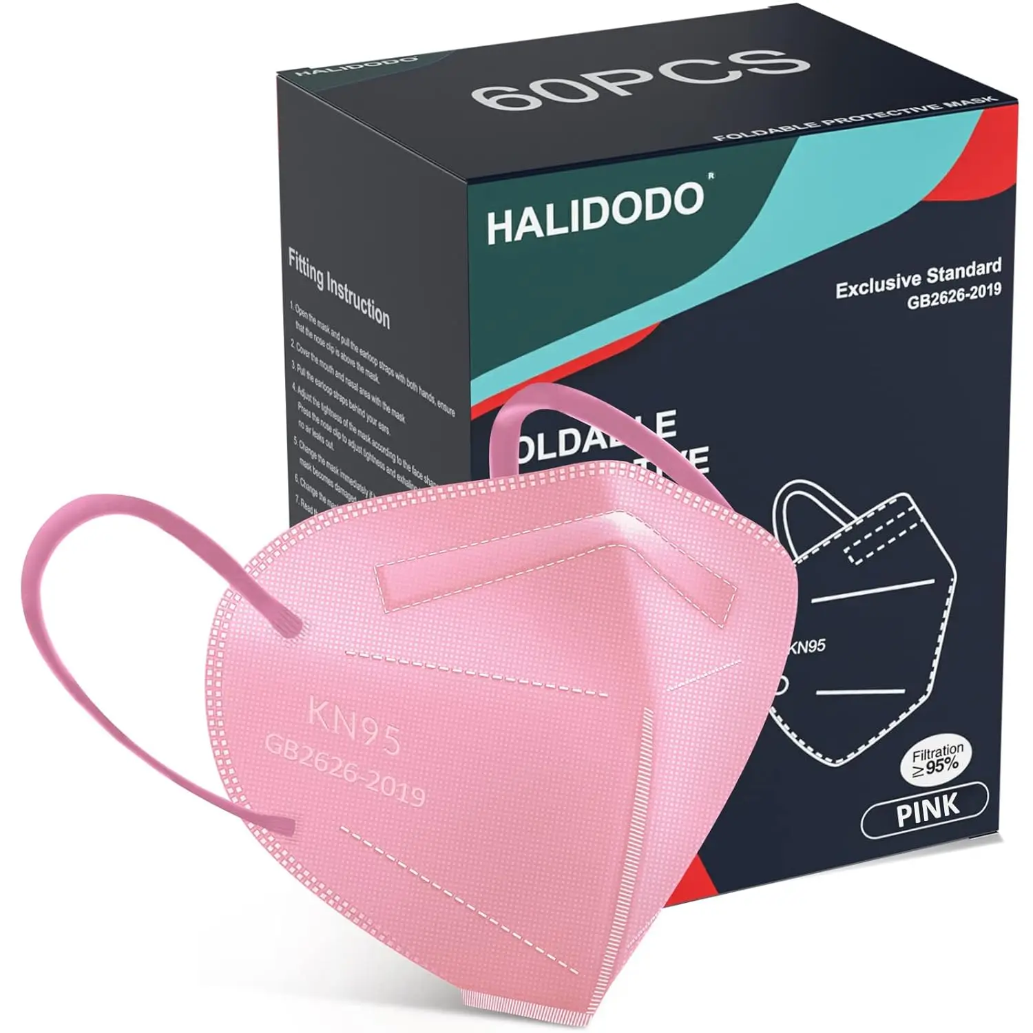 

KN95 Face Mask, 5-Ply Breathable Comfortable Safety Mask in Pink