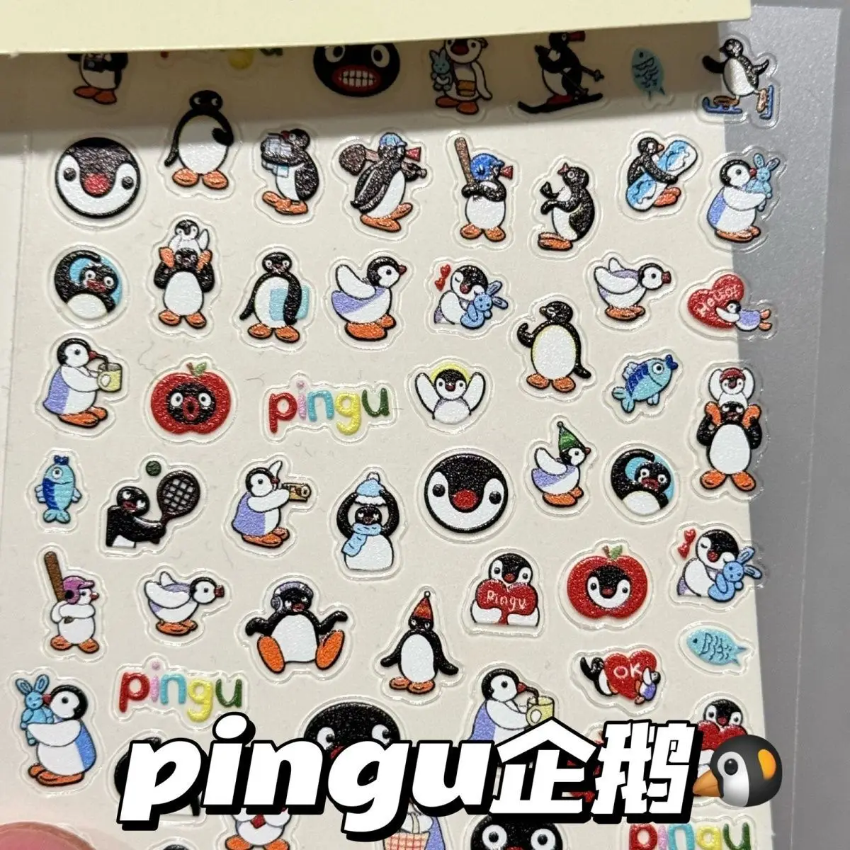5D Embossed Penguin Nail Stickers Ins Cute Girly Waterproof for Water Bottle Camera Home DIY