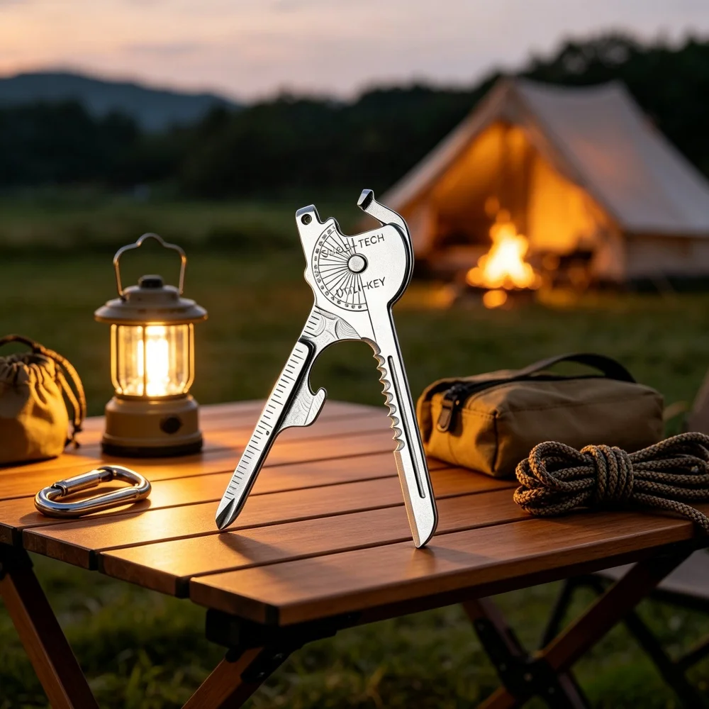 6/8 In 1 Key Shape Multitool Stainless Steel EDC Keychain Screwdriver Bottle Opener Ruler Saw Portable Outdoor Camping Pocket Mu