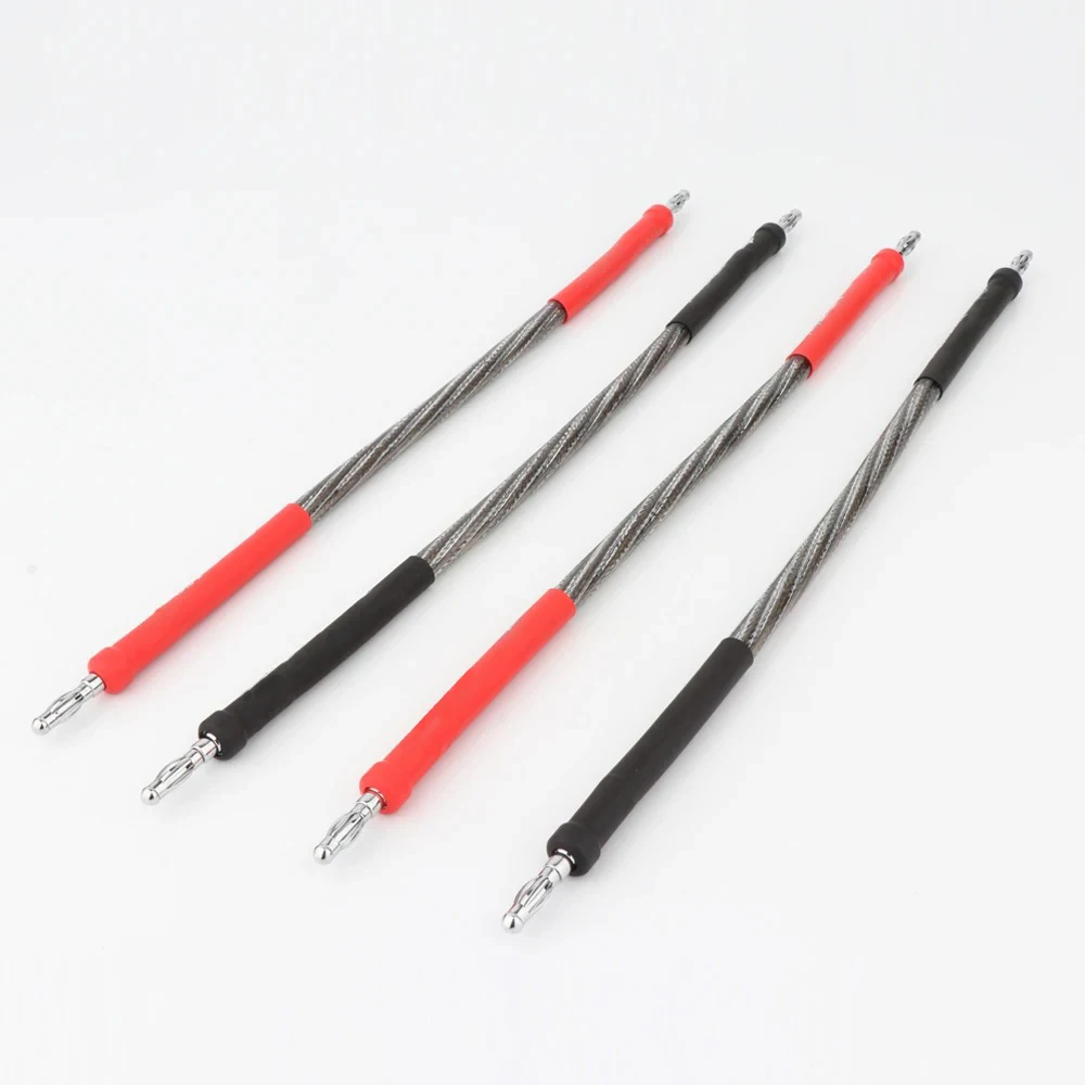 

Preffair 4Pcs ODIN Silver Plated Jumper Audio Cable with Banana to Banana Plugs Fever Speaker Bridge Cable