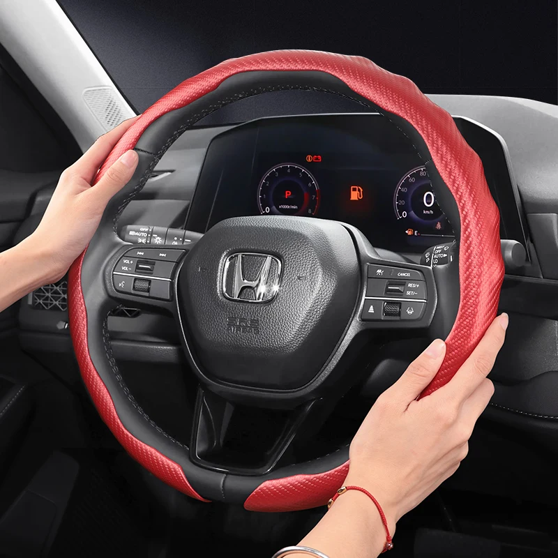 

Подходит для Honda Carbon Fiber Texture Чехол на руль Snap-On Wave-Shaped Спортивный дизайн Защитный корпус Crv Civic Accord Hrv City Passport Pilot Odyssey Jazz Br-V Fit Ridgeline Prologue Wr-V Zr-V Br-V