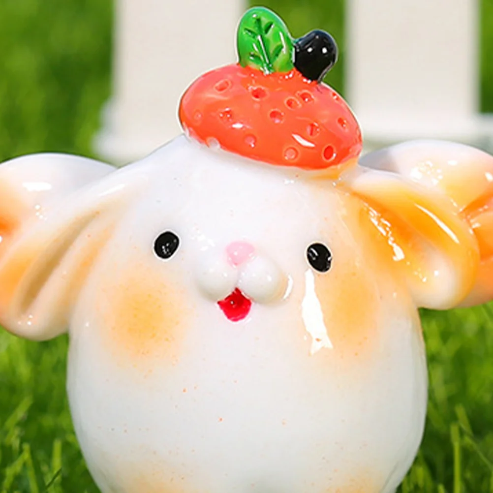 

10Pcs Cartoon Miniature Rabbit Decor Resin Bunny Ornaments for Micro Landscaping Garden Bonsai Car Desktop Decoration