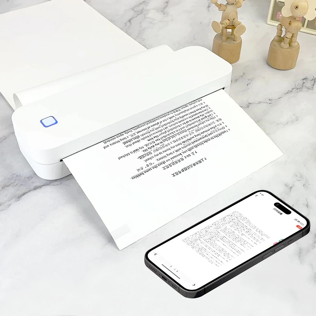A4 Thermal Printer 203DPI Bluetooth Pocket Photo Document Printer Memo Note Tattoo Printing Wireless Inkless Thermal Printer