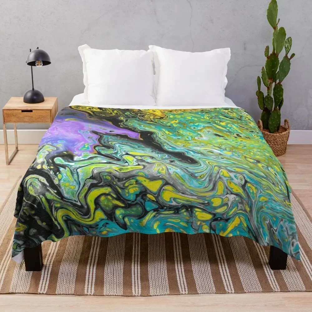 

Abstract Purple and Teal Painting Throw Blanket For Sofa Thin blankets and throws Luxury Throw Flannel Fabric Blankets