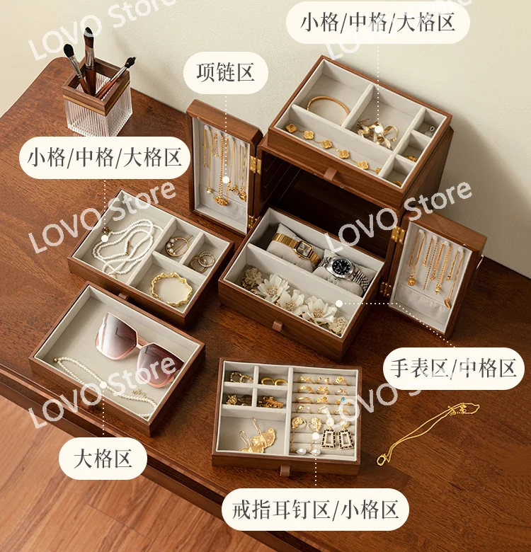 Wooden jewelry box storage  high-end exquisite national style hand  new Chinese 