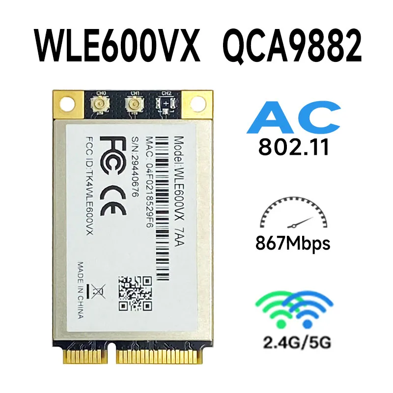 Qualcomm WLE600VX-I Wle600vx 7aa 7ba 802.11ac/Abgn Pci Express Mini Card Extended Temp Dual-Band Atheros Qca9882