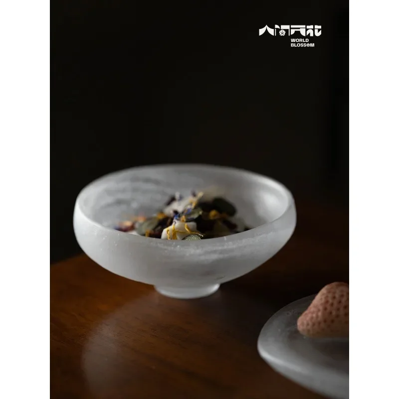 Frozen burning series bubble glass bowl purely handmade niche glass bowl