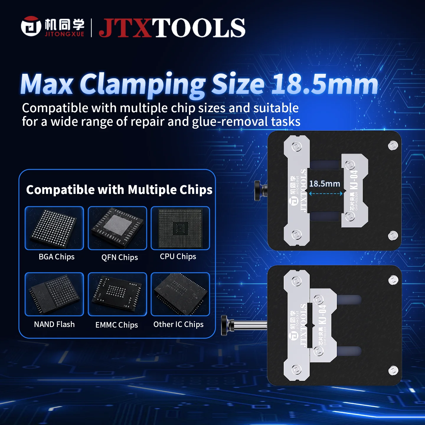 JTXTOOLS KJ-04 Chip Holder Press-Type Quick Clamping BGA Jig PCB Stable Fixture for Phone Motherboard Repair