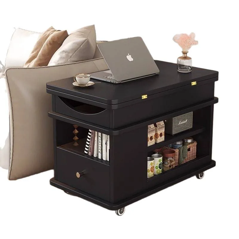 

Mobile living room small apartment, multi-functional folding sofa, solid wood side cabinet, lifting coffee table
