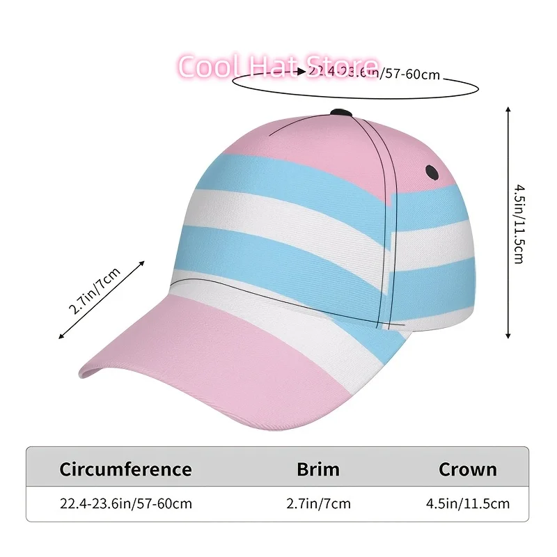 1pc Transgender Pride Flag Baseball Cap - Lightweight Adjustable Snapback Hat with Pink & Purple Stripes, Trans Pride Accessory