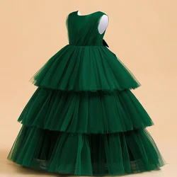 Kids Christmas Evening Girls Children Costume Bridesmaid Clothes Wedding Prom Lace Princess Party Stage Dress Birthday Gown