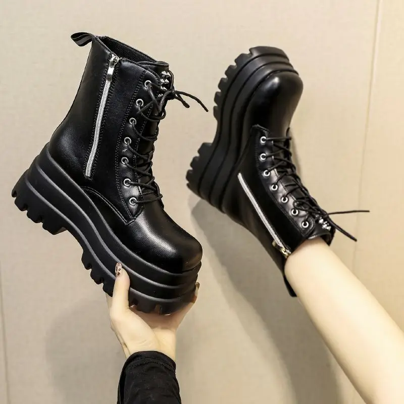 

2025 New Hot Selling Leg Show Thin Thick Bottom 9cm British Style Thick Bottom New Short Boots Short Tube Boots