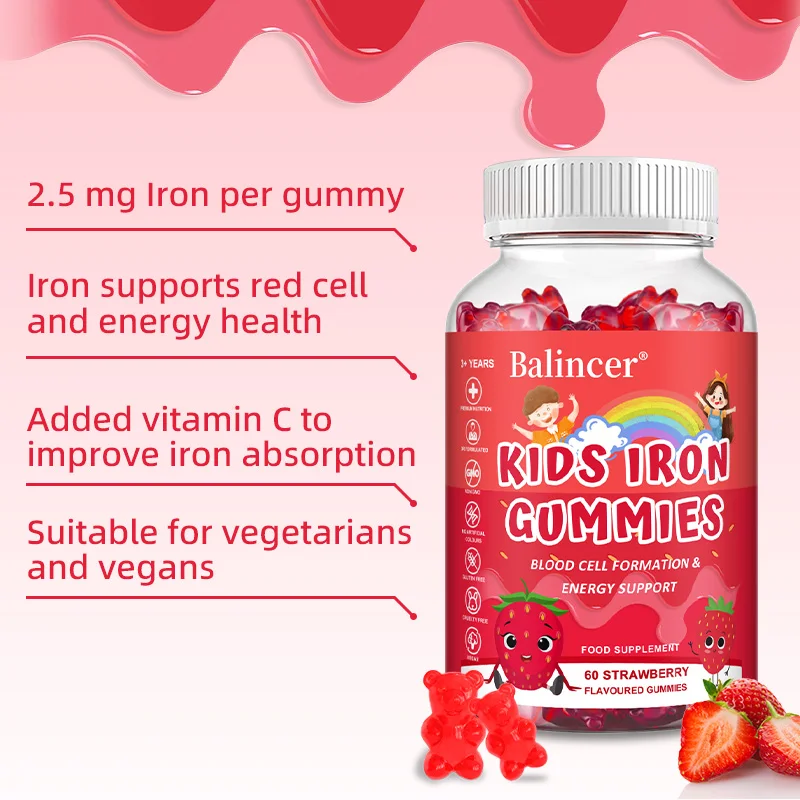 

60 штук железных жевательных конфет для детей и взрослых — содержащий витамин С для поддержки иммунитета производства красных клеток крови