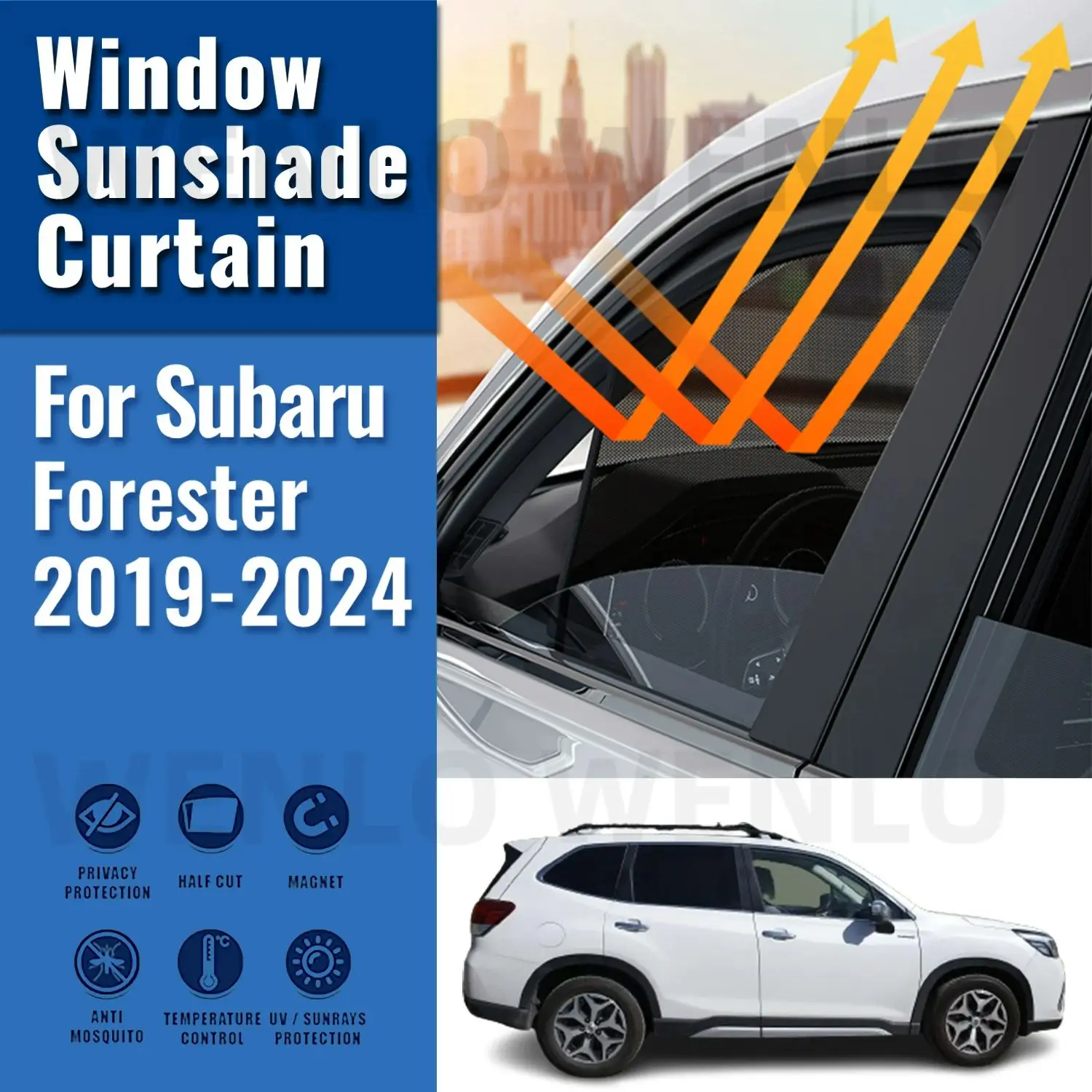 Parasol magnético para Subaru Forester SK 2019-2024, Marco para parabrisas delantero, cortina para ventana lateral trasera