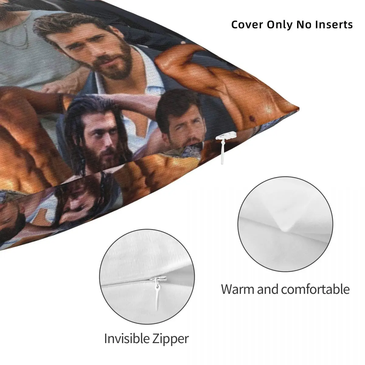 Can Yaman Photo Collage Pillowcase Soft Polyester Cushion Cover Decorative Muscles Actor Model Pillow Case Cover Home 40*40cm