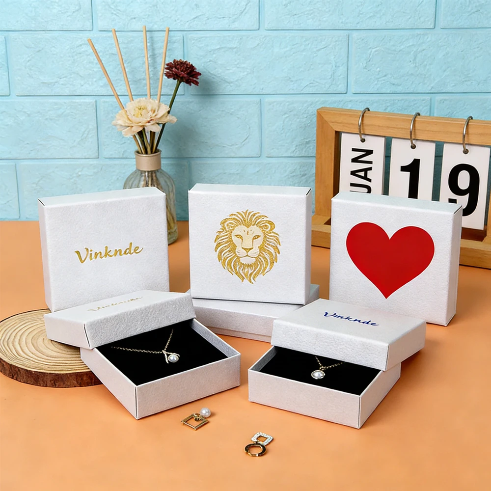 

24Pcs/Lot Bracelet Necklace Earrings Ring Box Custom Logo Jewelry Packaging Boxes Luxury Heaven and Earth Cover Organizer Case