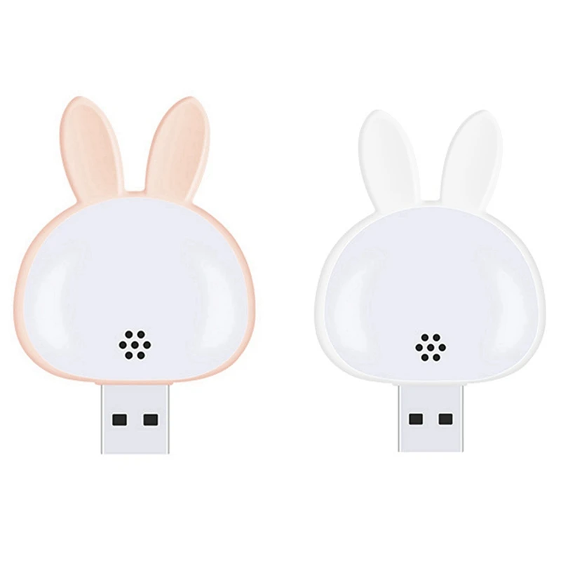 

2Pcs USB Reading Lamp,Mini Bunny Night Light, Smart Voice 3 Color Desk Lamp For Bedroom Kids Room Pink + White Easy Install