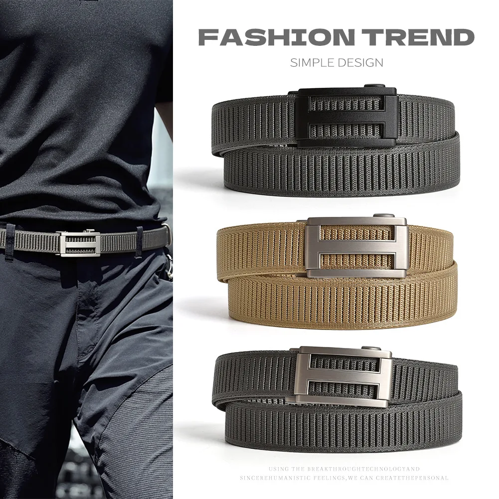 

Утолщенный нейлоновый ремень без перфорации, повседневный уличный поясной ремень для брюк для отдыха, домашний удобный ремень с автоматической пряжкой