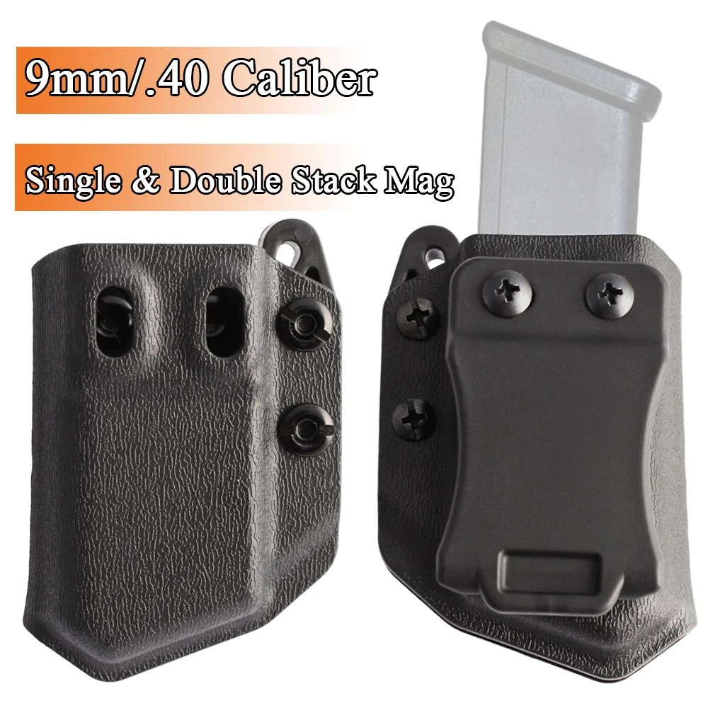 Tactical 9mm/.40 Adjustable Belt Clip Stack Mags Single Double Stack Glock IWB/OWB for Right/Left Handed Shooters Magazine Cover