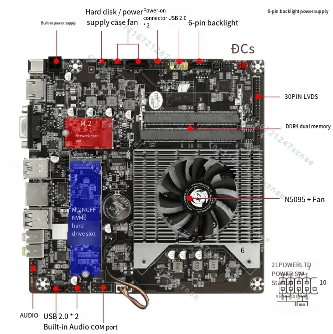 For All-in-One Computer, Home Office Desktop System，N5095 Quad-Core Thin-ITX Motherboard, Mini PC Board