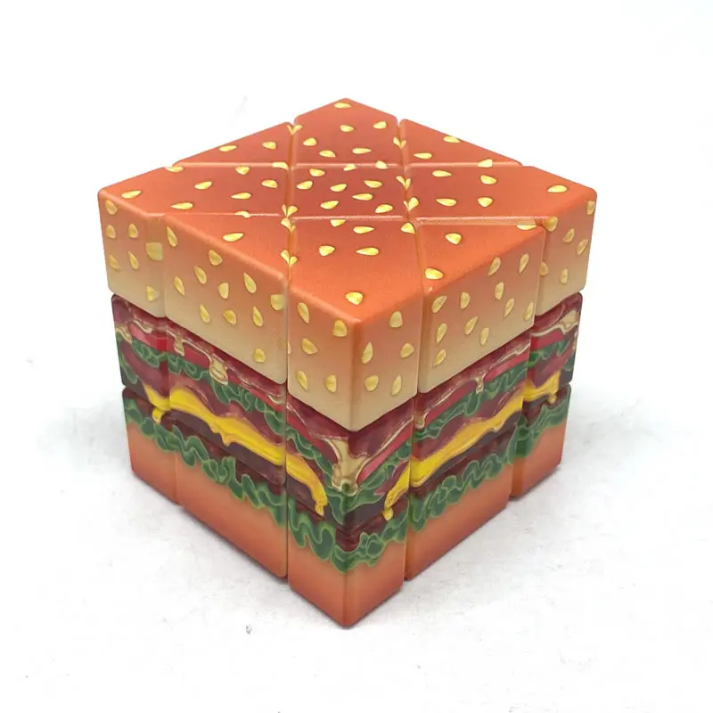 Yummy Golden Cheese Hamburger Fisher Magic Cube Calvin's Puzzles Speed Twisty Puzzle Brain Teasers Educational Toys