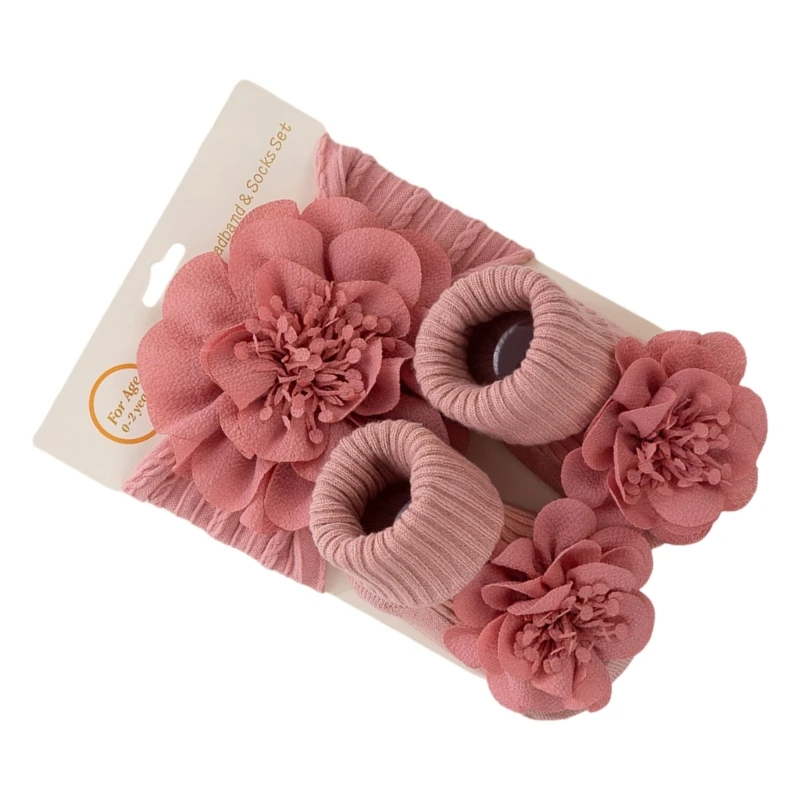 Calcetines antideslizantes para suelo con diadema flores para bebé, regalo ducha para recién nacido, 2 uds.