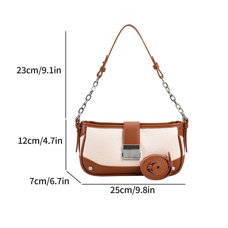 Vintage Crocodile Shoulder Bag Women Fashion Contrast Color Pu Leather Handbag Woman Casual Simple Underarm Messenger Bag Purse