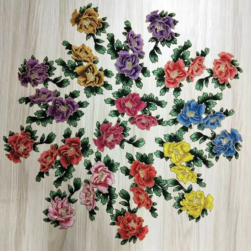 1PCS Fashion Elegant Peony Embroidery Patch Floral Embroidery DIY Flower Patch Floral Applique